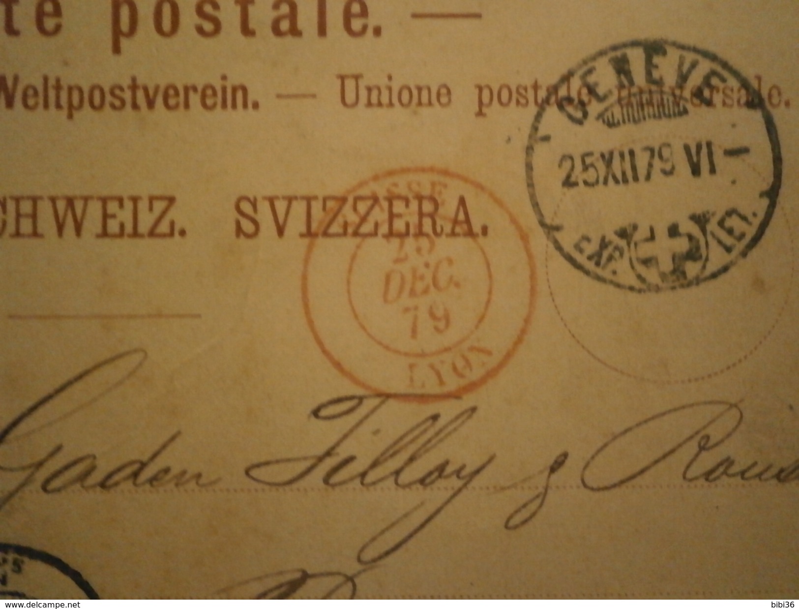 FRANCE SUISSE CACHET ENTREE ROUGE SUISSE LYON LETTRE ENVELOPPE CARTE ENV ENTIER GENEVE BORDEAUX - Entry Postmarks