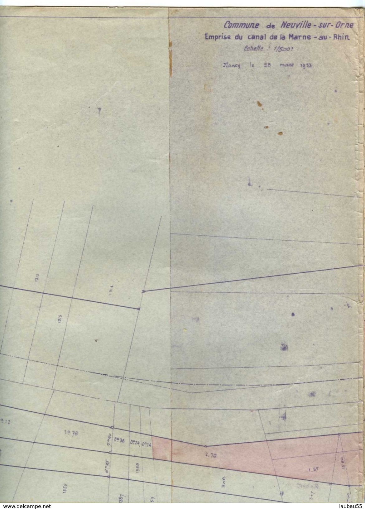 PLAN CANAL DE LA MARNE AU RHIN NEUVILLE SUR ORNAIN 1933 - Europe