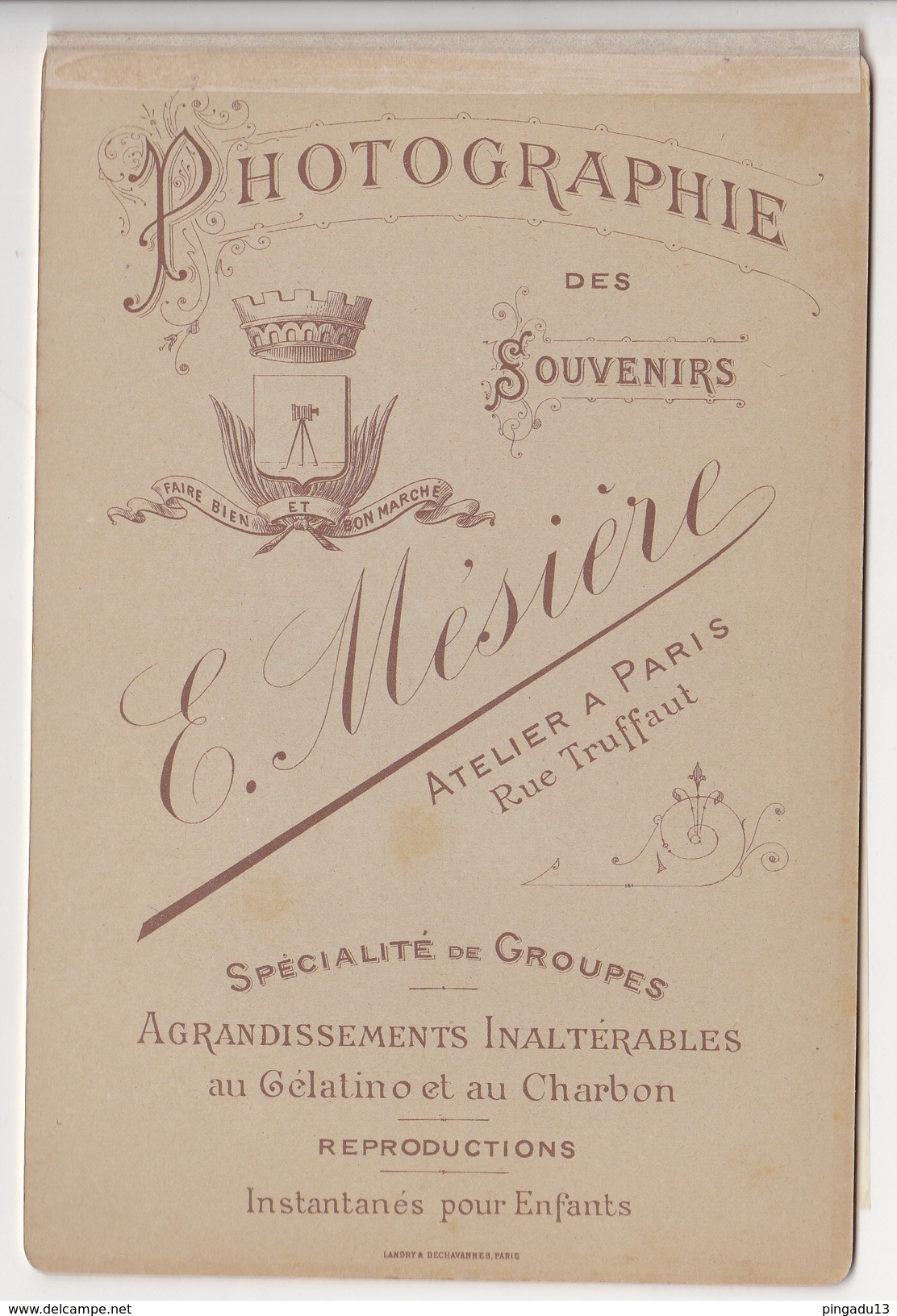 Au Plus Rapide Beau Format Cabinet XIX ème Siècle Photographe Mésière Paris Portrait Femme Excellent état - Anciennes (Av. 1900)