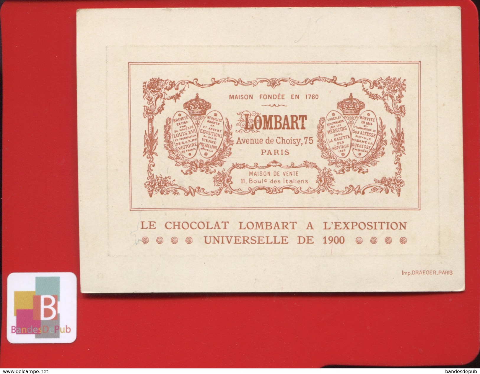 LOMBART JOLIE CHROMO IMP DRAEGER LAPON LAPO,IE EXPOSITION UNIVERSELLE  1900 - Lombart