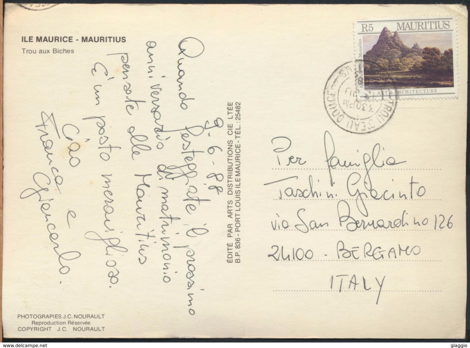 °°° GF44 - ILE MAURICE MAURITIUS - TROU AUX BICHES - 1988 With Stamps °°° - Mauritius