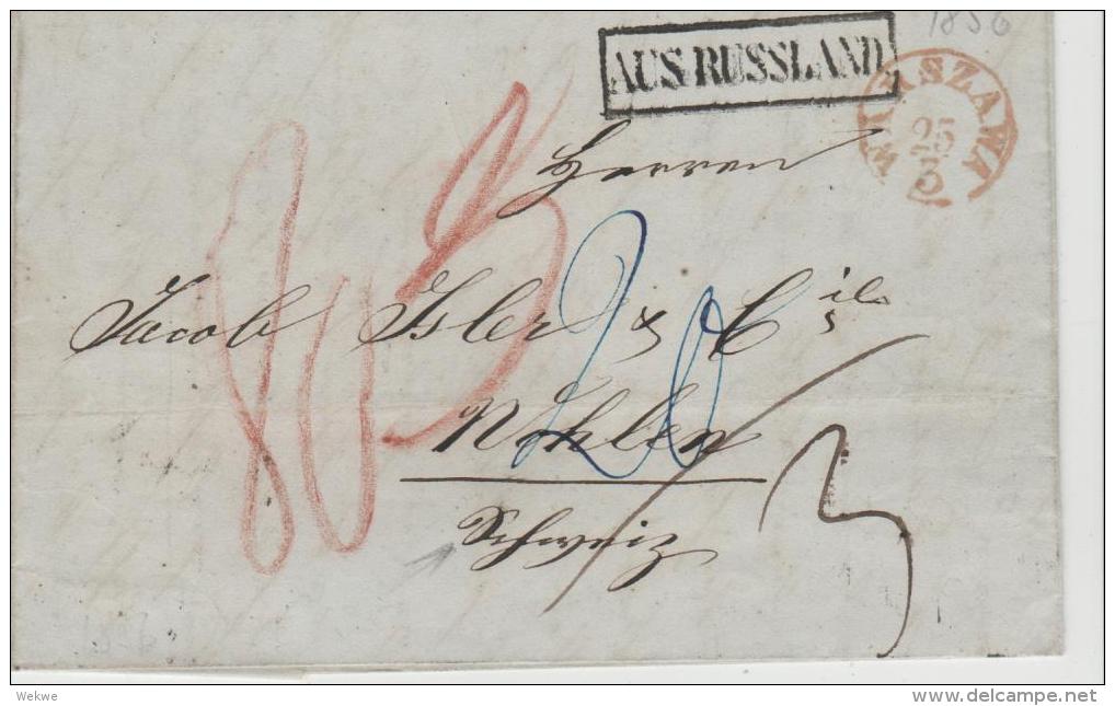 Pol086 / - POLEN -/ Warschau 1856 In Die Schweiz (Wohlen) - ...-1860 Prephilately