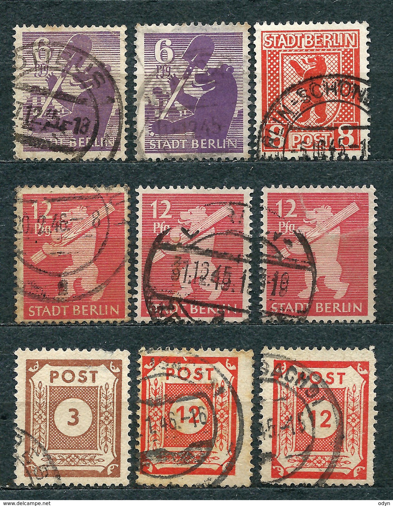 Germany, Soviet Zone 1945, MiNr 2, 3, 5 + 56, 60; Used - Lot Of 9 Stamps - Autres & Non Classés