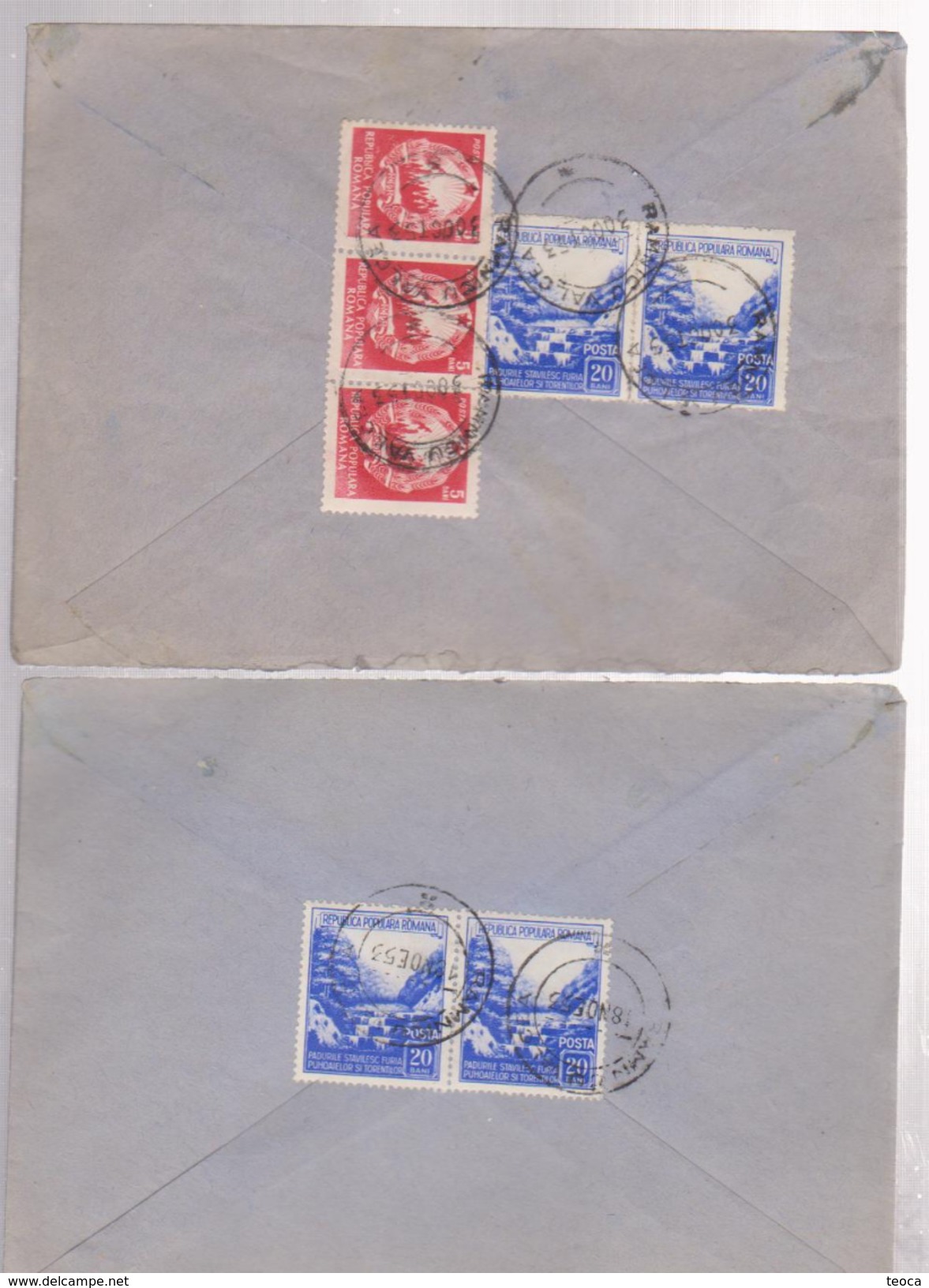 Envelopes Romania 1953 , COAT OF ARMS With Star, Strip X3 Cancel Râmnicu Vâlcea , With Antet ADAS Area Pitesti - Covers & Documents