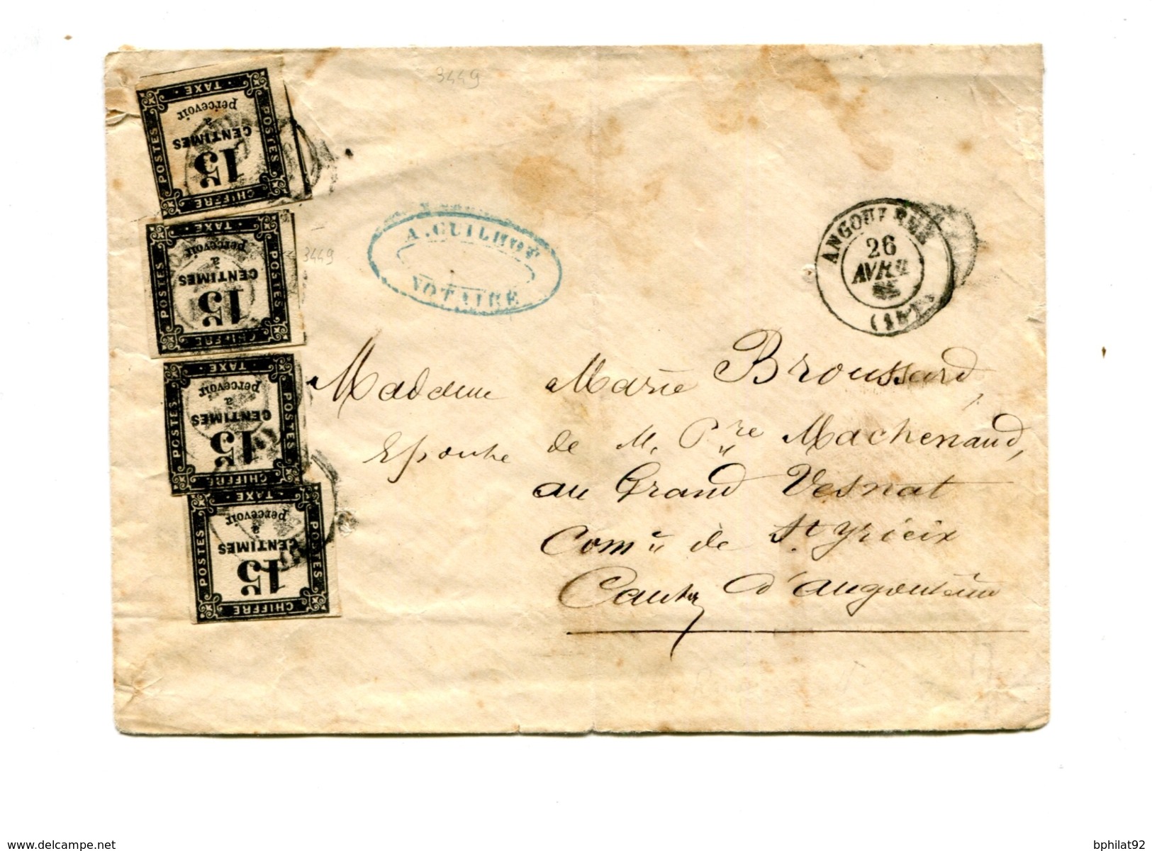 !!! LETTRE TAXEE A 60C AVEC BELLE COMPOSITION DE TAXES CARREES A 15C - 1859-1959 Lettres & Documents