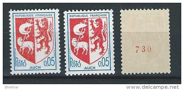 YT 1468 1468a 1468b " Armoiries D'Auch " 1966 Neuf ** Dentelures N° Rouge - Neufs