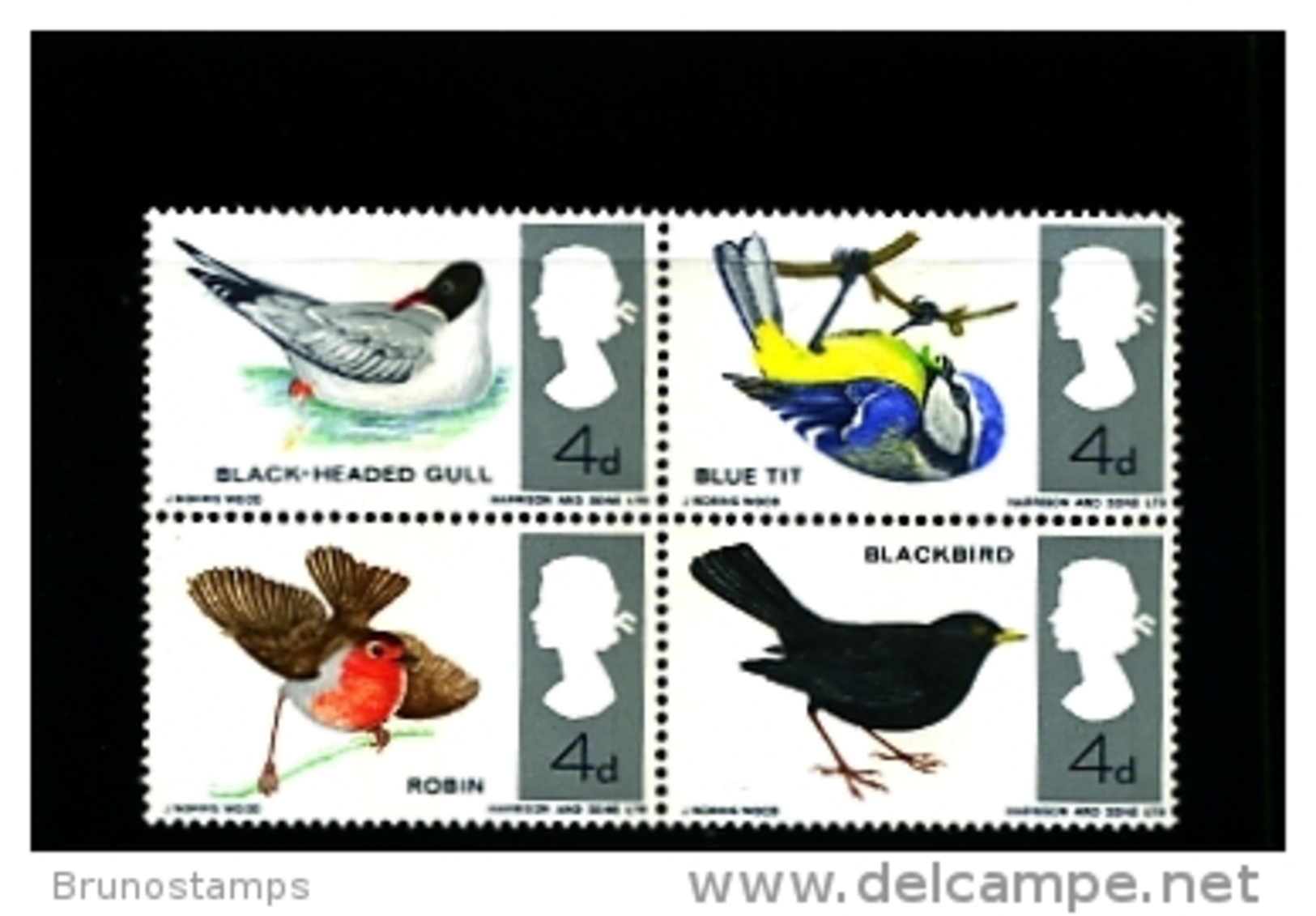 GREAT BRITAIN - 1966  BIRDS  PHOSPHOR  BLOCK  MINT NH - Nuovi