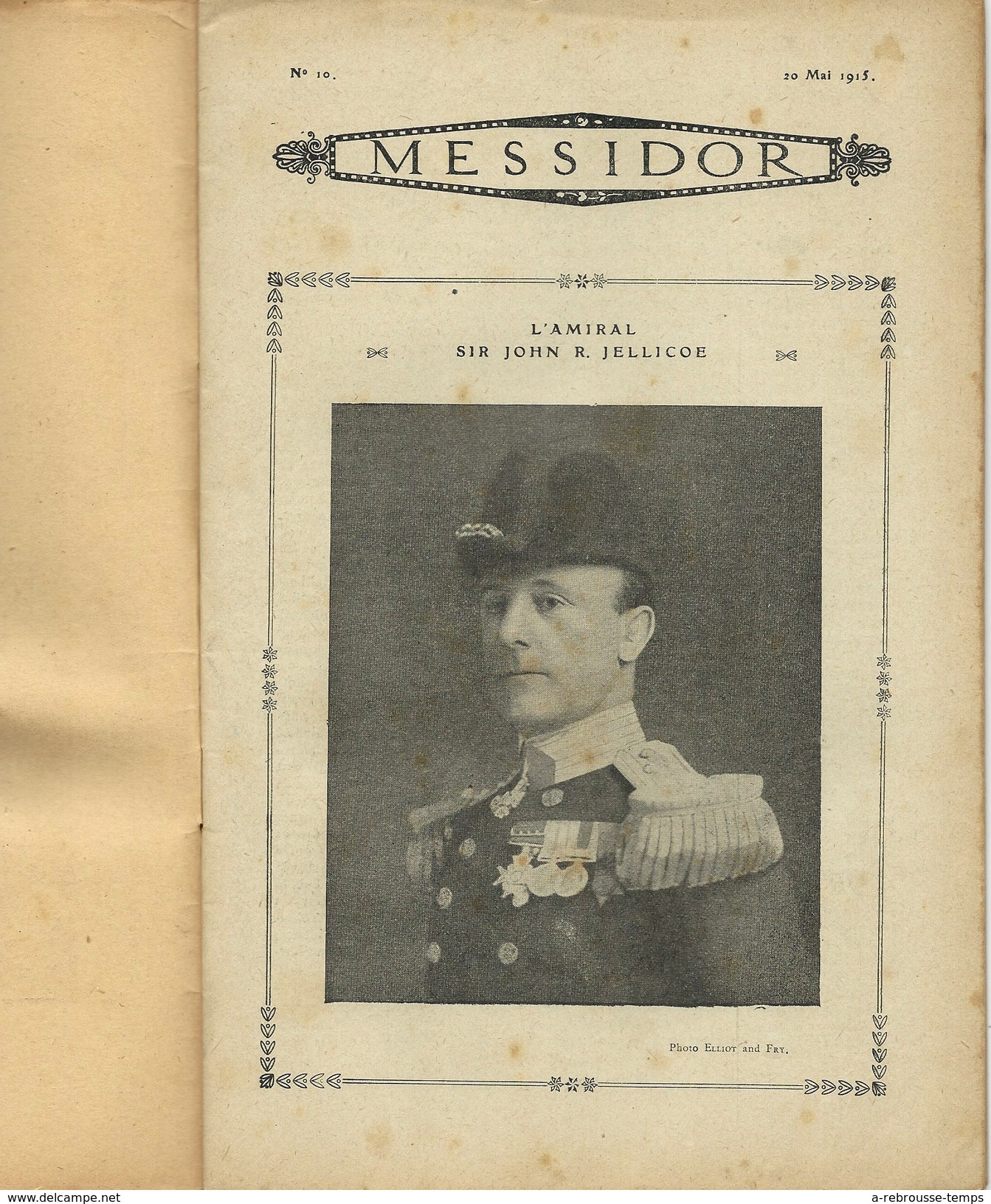 N°10-1915-REVUE MESSIDOR -LA GRANDE GUERRE PAR LES ÉCRIVAINS-l'amiral Jellicoe-voir Liste écrivains - 1900 - 1949