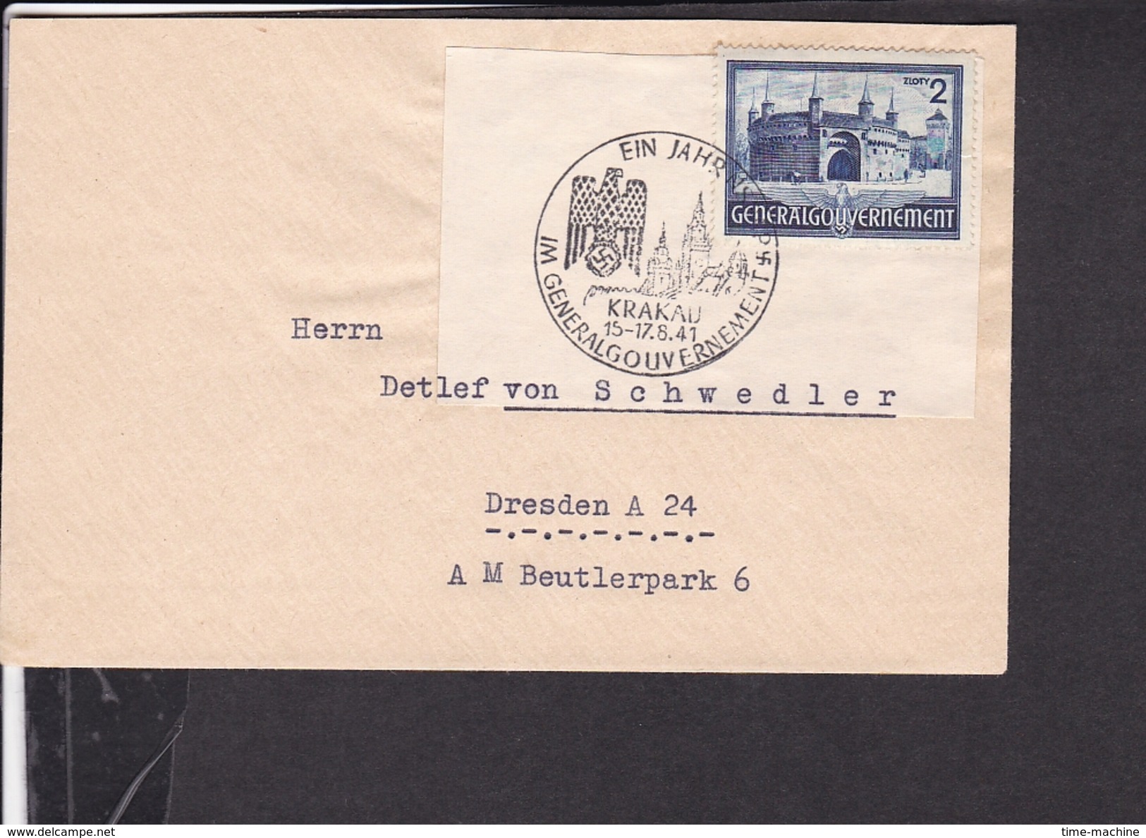 Brief Generalgouvernement Sonderstempel Krakau 1941 - Briefe U. Dokumente