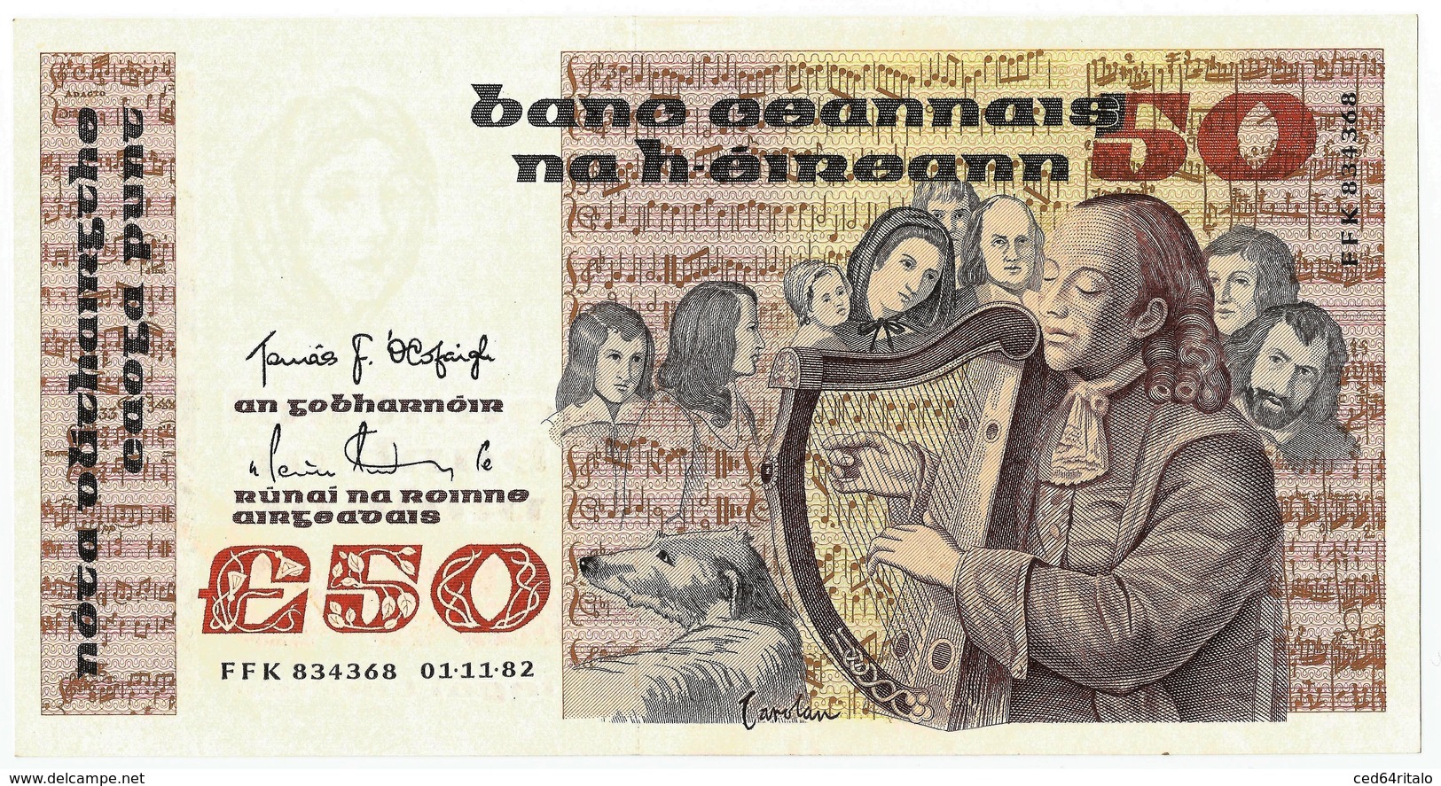 50 Pounds, 01.11.82, Eire, Républic Of Ireland, Type Signature P74a, XF+ - Ireland