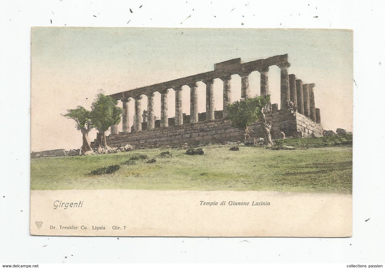 Cp , ITALIE , GIRGENTI , Tempio Di Giunone Lacinia , Dos Simple , Vierge , N° 31271 - Agrigento