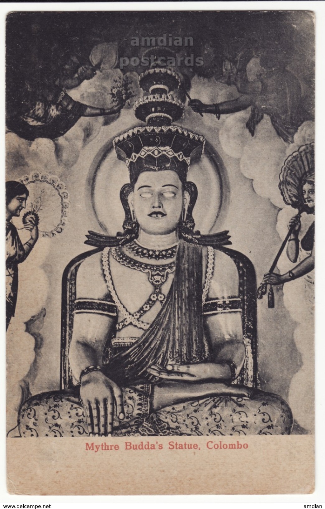 CEYLON Colombo - Mythre Buddha's Statue C1920s Vintage Postcard, CEYLAN - SRI LANKA - Sri Lanka (Ceylon)