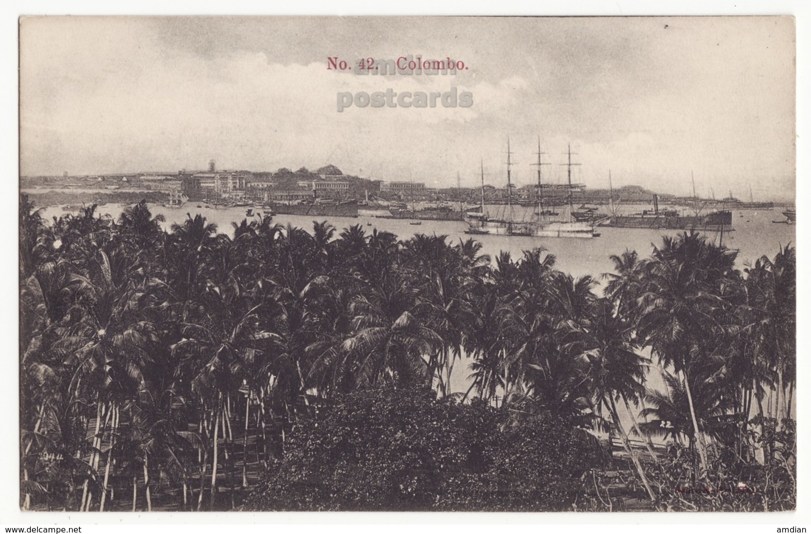 CEYLON COLOMBO GENERAL VIEW, HARBOR AND SHIPS, C1910s-20s Vintage Postcard, CEYLAN - SRI LANKA - Sri Lanka (Ceylon)