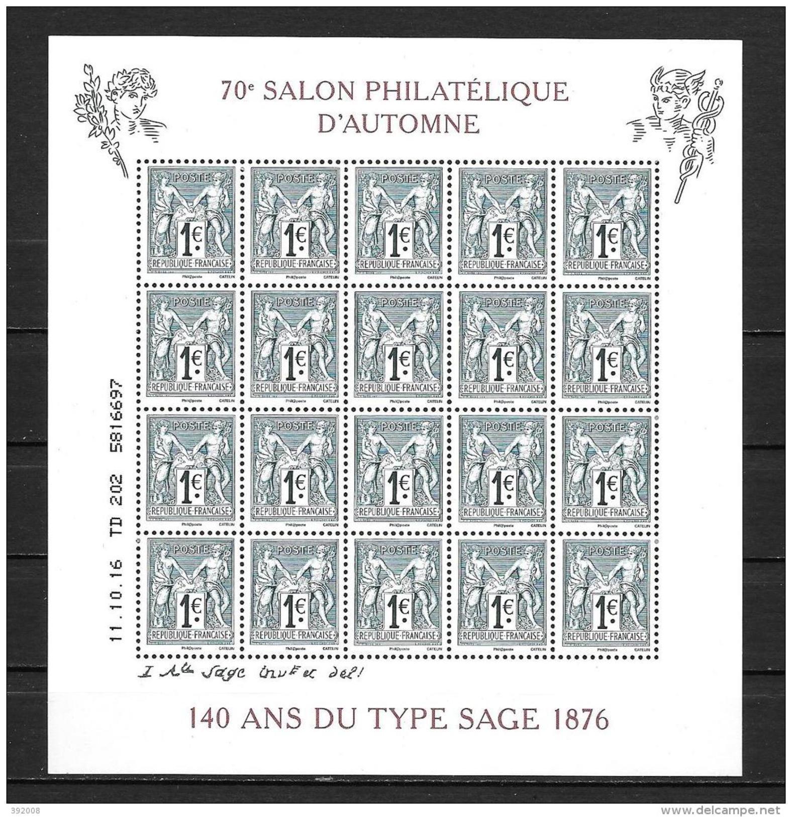 11 / 10 / 2016 - 70° Salon Philatélique D´automne à Paris - 140 Ans Du Type SAGE - Neufs