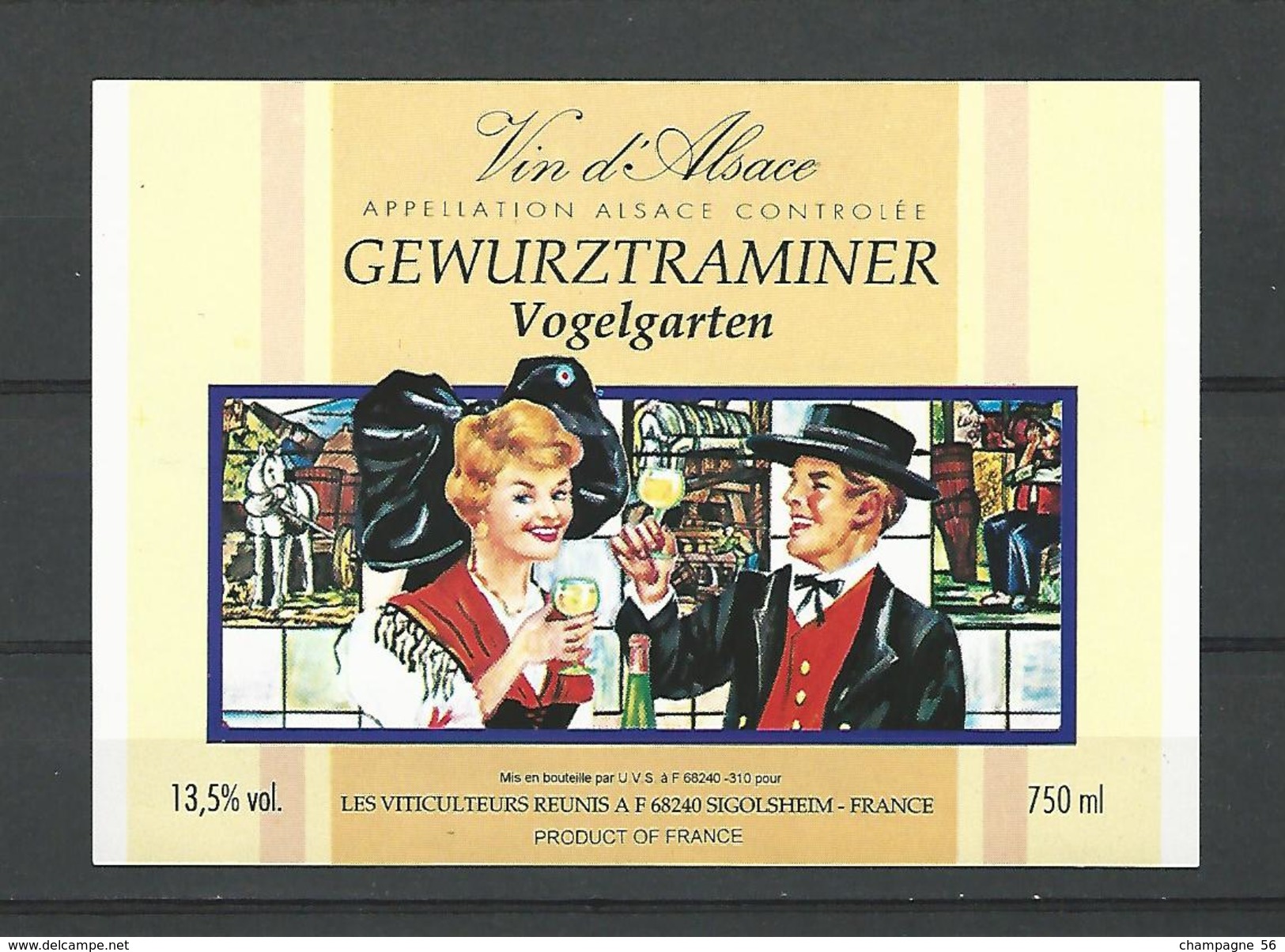 VIN D'ALSACE  GEWURZTRAMINER VOGELGARTEN CAVES SIGOLSHEIM  NEUF QUALITÉ - Gewurztraminer