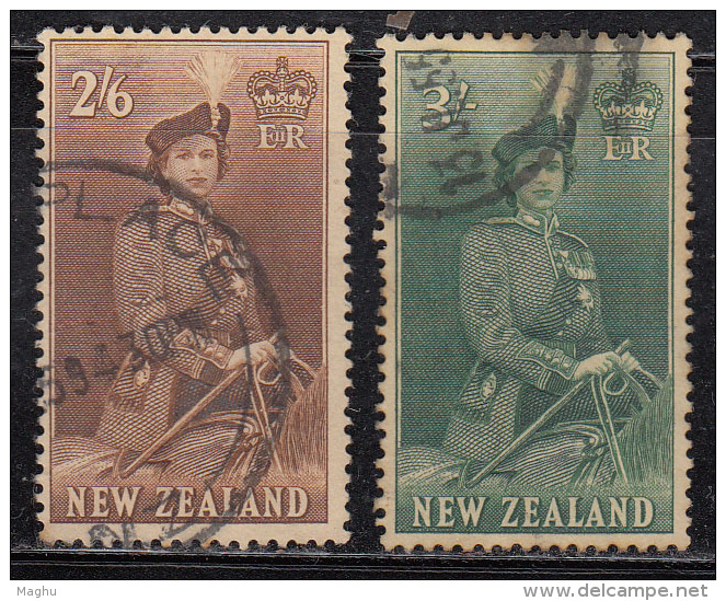 2s6d &amp; 3s Used QEII,  New Zealand 1953, Horse, Costume - Postal Fiscal Stamps