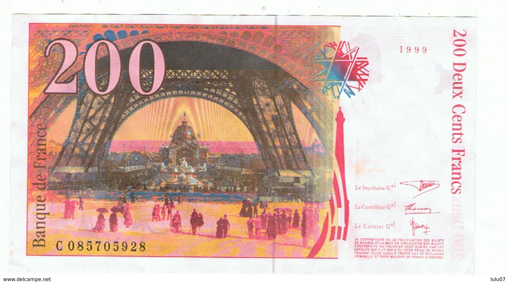 Lot  4 Billets   France  200 Fr 1999__100 Fr1997__50 Fr 19997__20fr 1997 - Non Classés