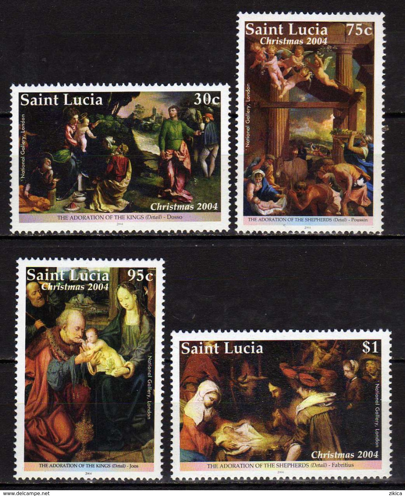 Saint Lucia 2004 Christmas - Religious Paintings.Navidad.MNH - St.Lucie (1979-...)