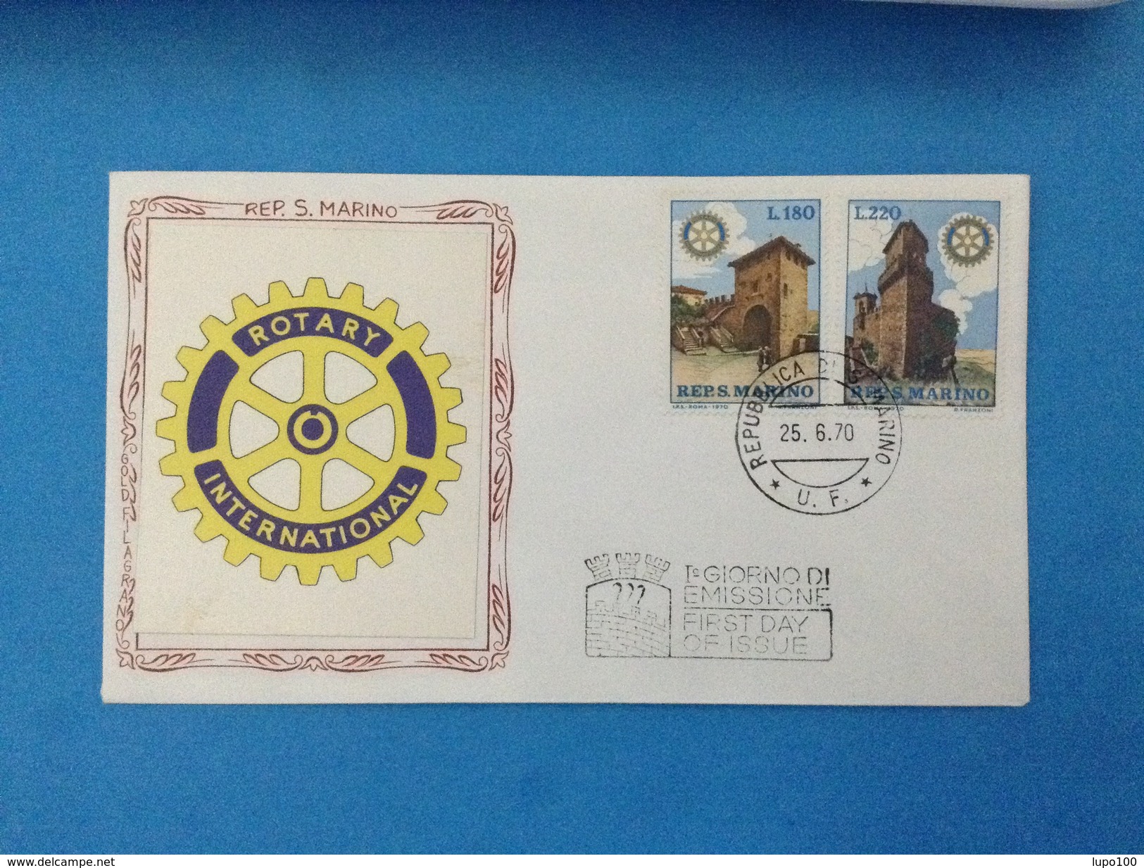 1970 Rotary International San Marino Busta Primo Giorno Fdc Filagrano Gold First Day Cover - FDC