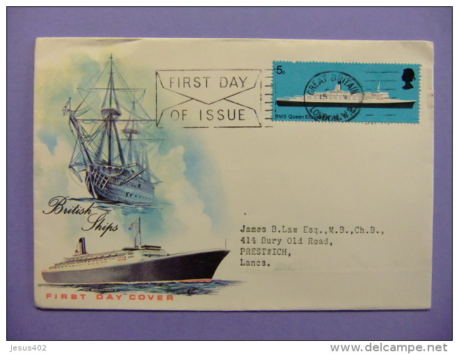 CARTA COVER - FIRST DAY Of ISSUE BRITISH SHIPS  LONDON 1969 - Cartas & Documentos