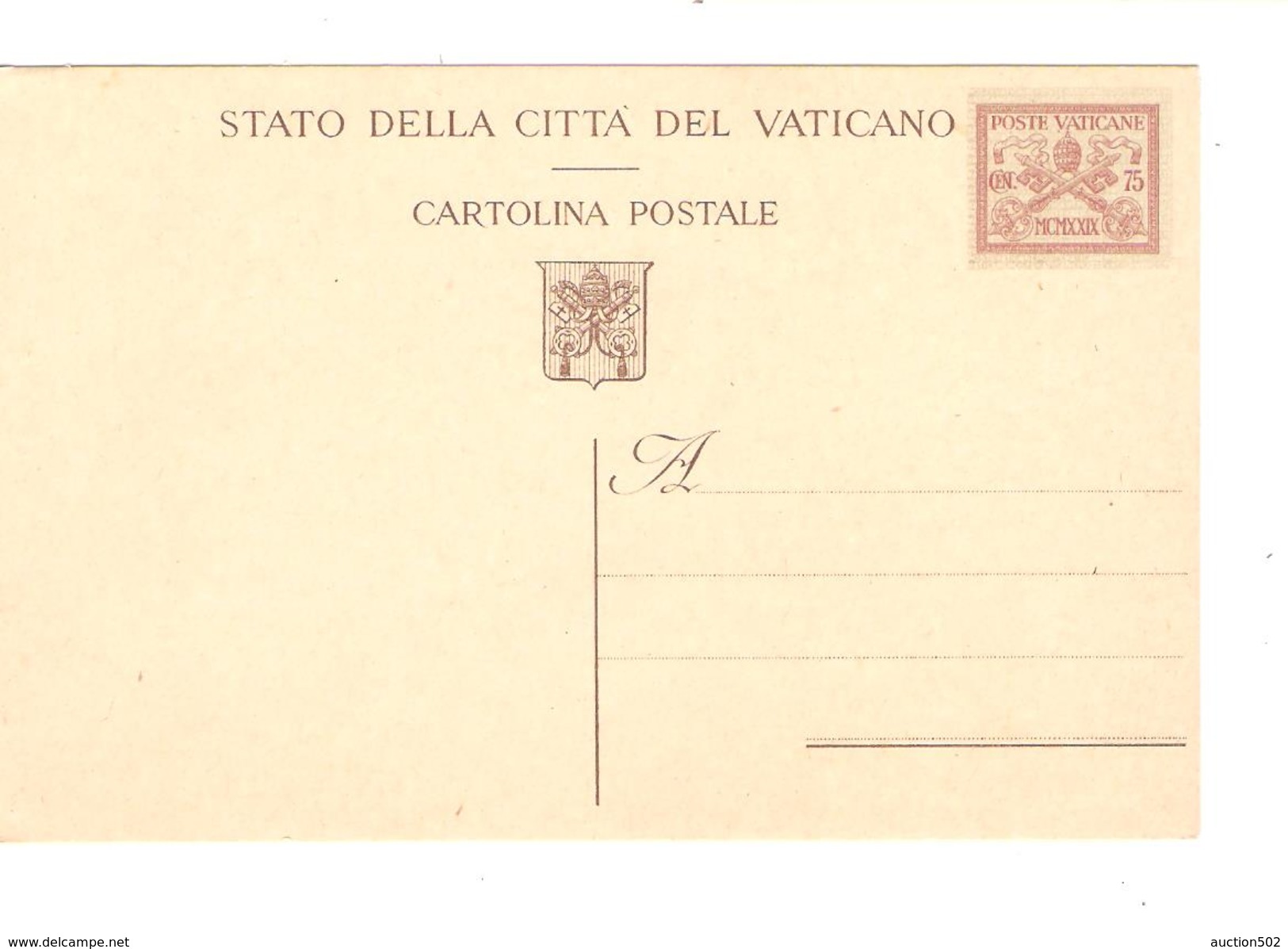 Vaticano Cartolina Postale 75  Cent.Mint PR4356 - Interi Postali