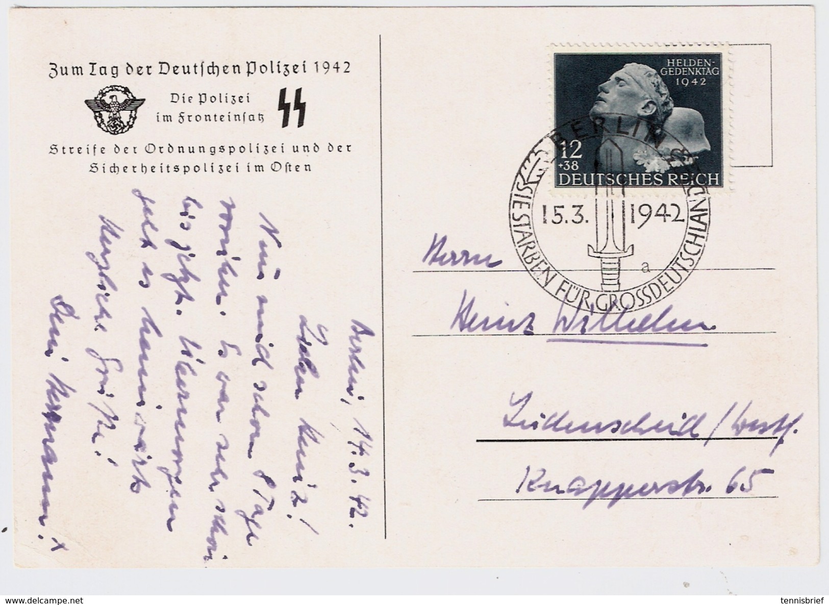 1942, " Die Polizei Im Fronteinsatz " , #7755 - Briefe U. Dokumente