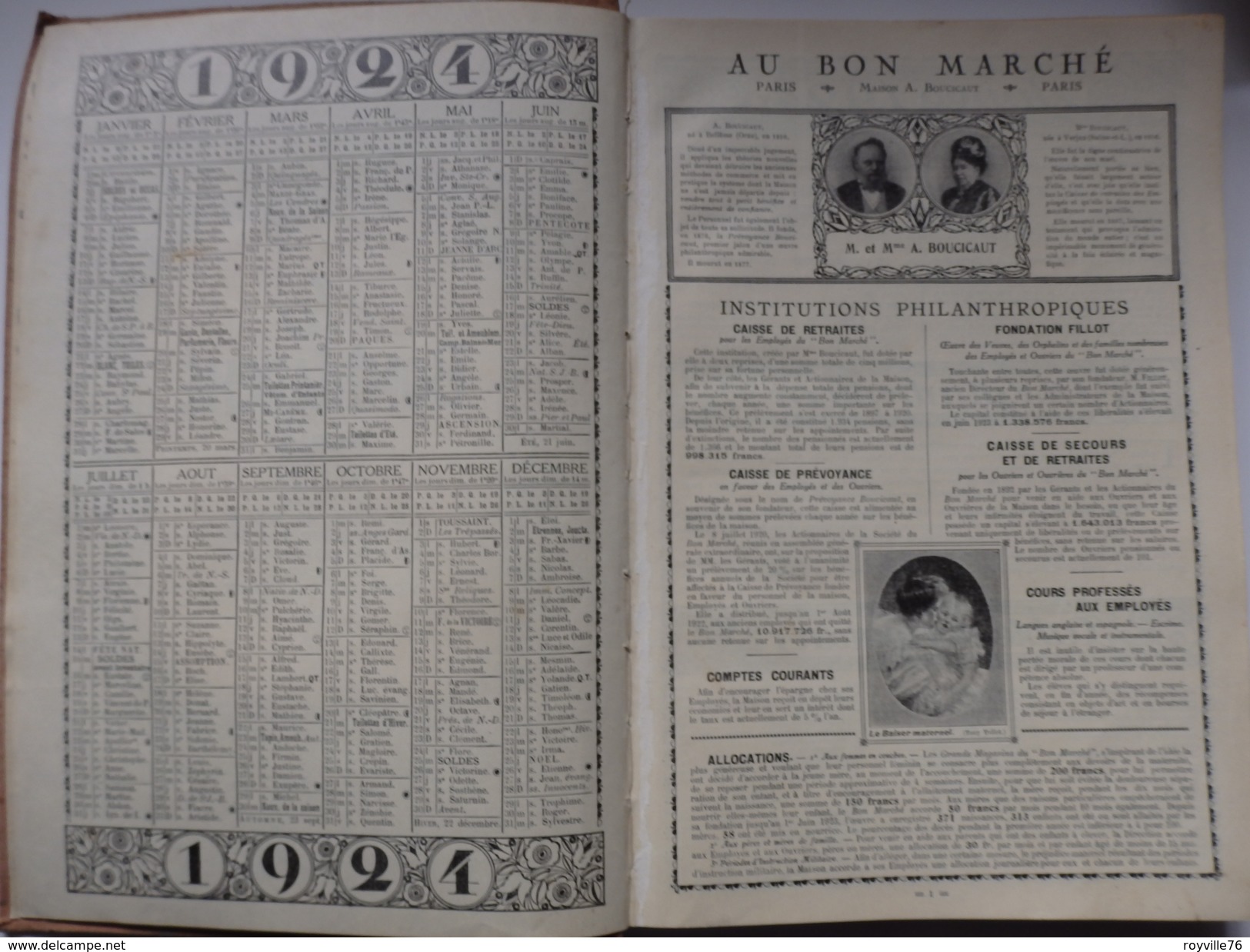 Agenda Au Bon Marché Maison BOUSSICAUT 1924 - Grand Format : 1921-40