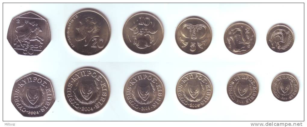 Cyprus 6 Coins Lot 2004 - Chypre