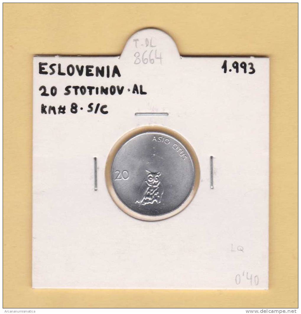 ESLOVENIA   20  STOTINOV   1.993  AL  KM#8   SC/UNC    DL-8664 - Slovenia