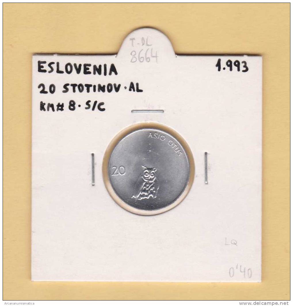 ESLOVENIA   20  STOTINOV   1.993  AL  KM#8   SC/UNC    DL-8664 - Eslovenia