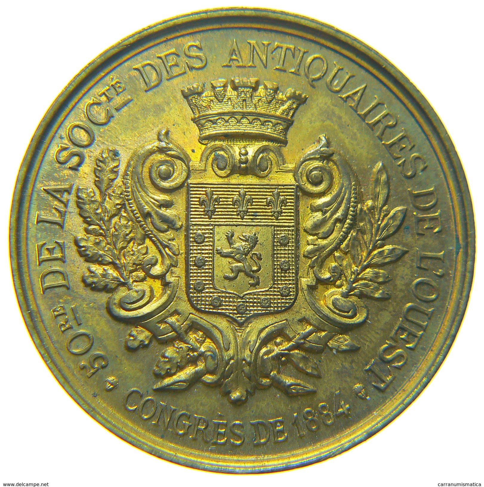 MEDAILLE De La Societé Des ANTIQUAIRES De L' OUEST - Cinquantenaire / 50re Et CONGRES Du 1884 - Bronze - Professionali / Di Società