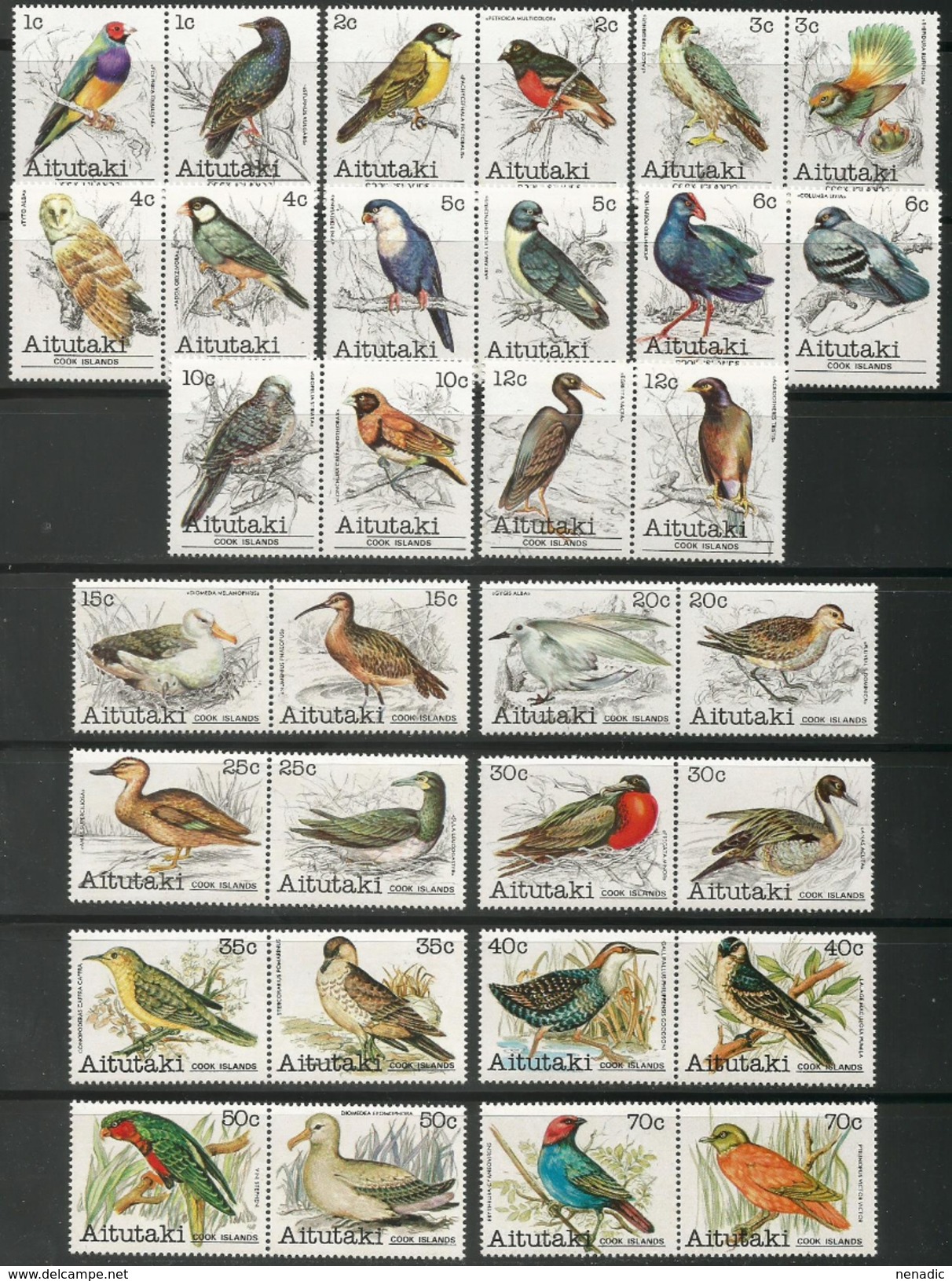 Aitutaki,Birds 1981.,complete Set Of 36 Stamps,MNH - Aitutaki