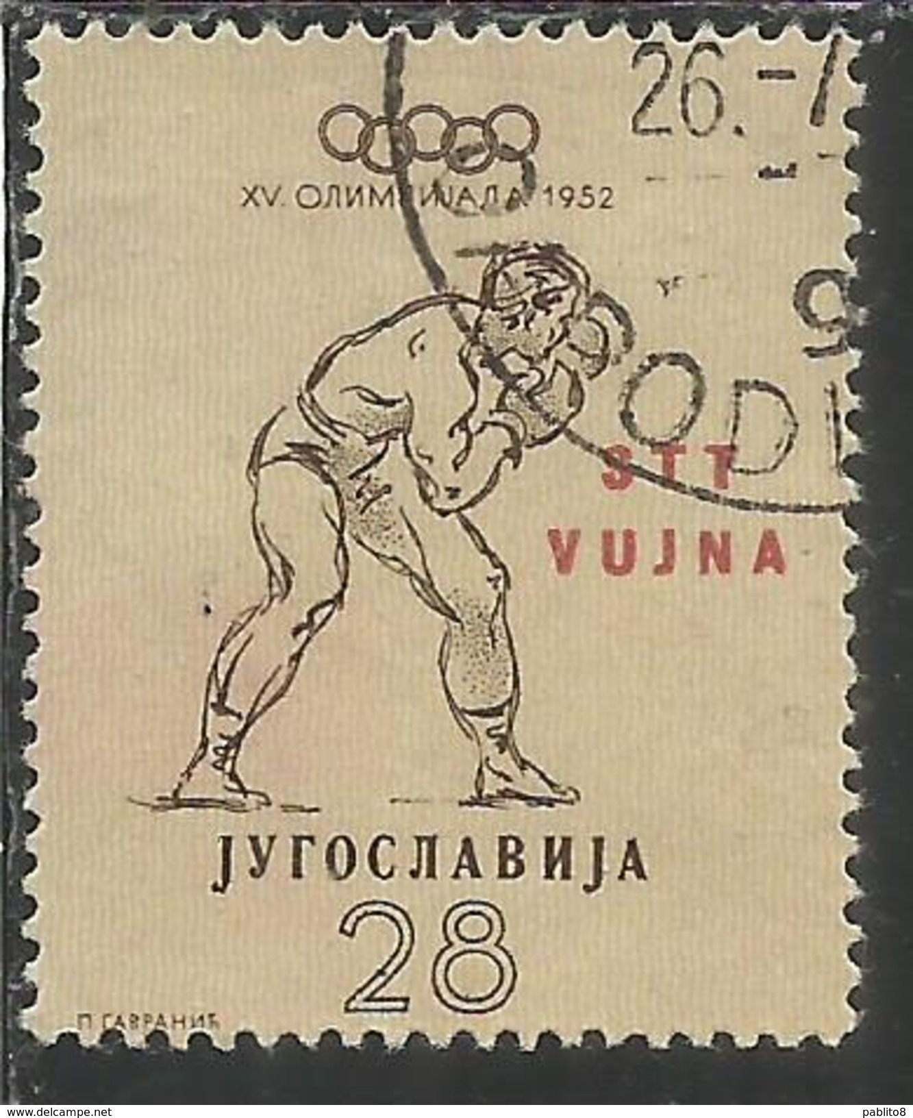 TRIESTE B 1952 OLYMPIC GAMES HELSINKI GIOCHI OLIMPICI OLIMPIADI OLIMPIADE 28d USATO USED OBLITERE' - Usados