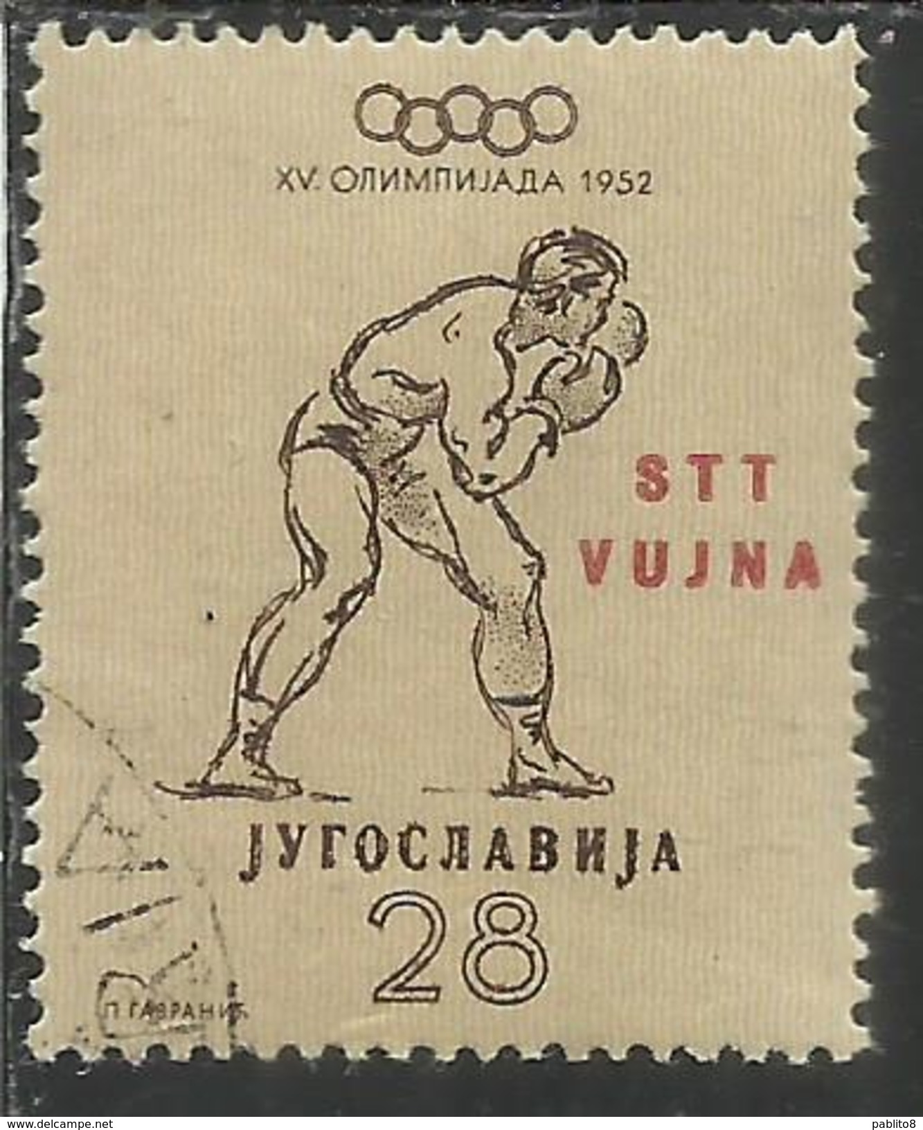 TRIESTE B 1952 OLYMPIC GAMES HELSINKI GIOCHI OLIMPICI OLIMPIADI OLIMPIADE 28d USATO USED OBLITERE' - Usados