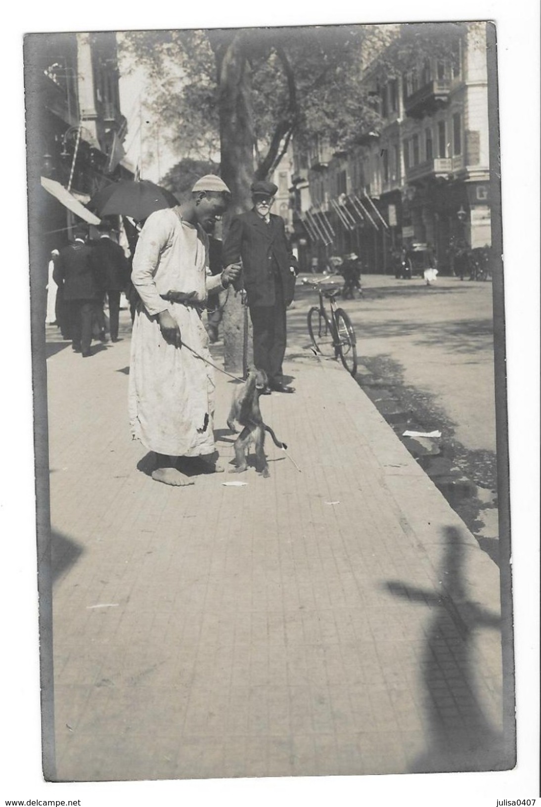 LE CAIRE (Egypte) Carte Photo Scène De Rue Montreur De Singe Gros Plan - Caïro