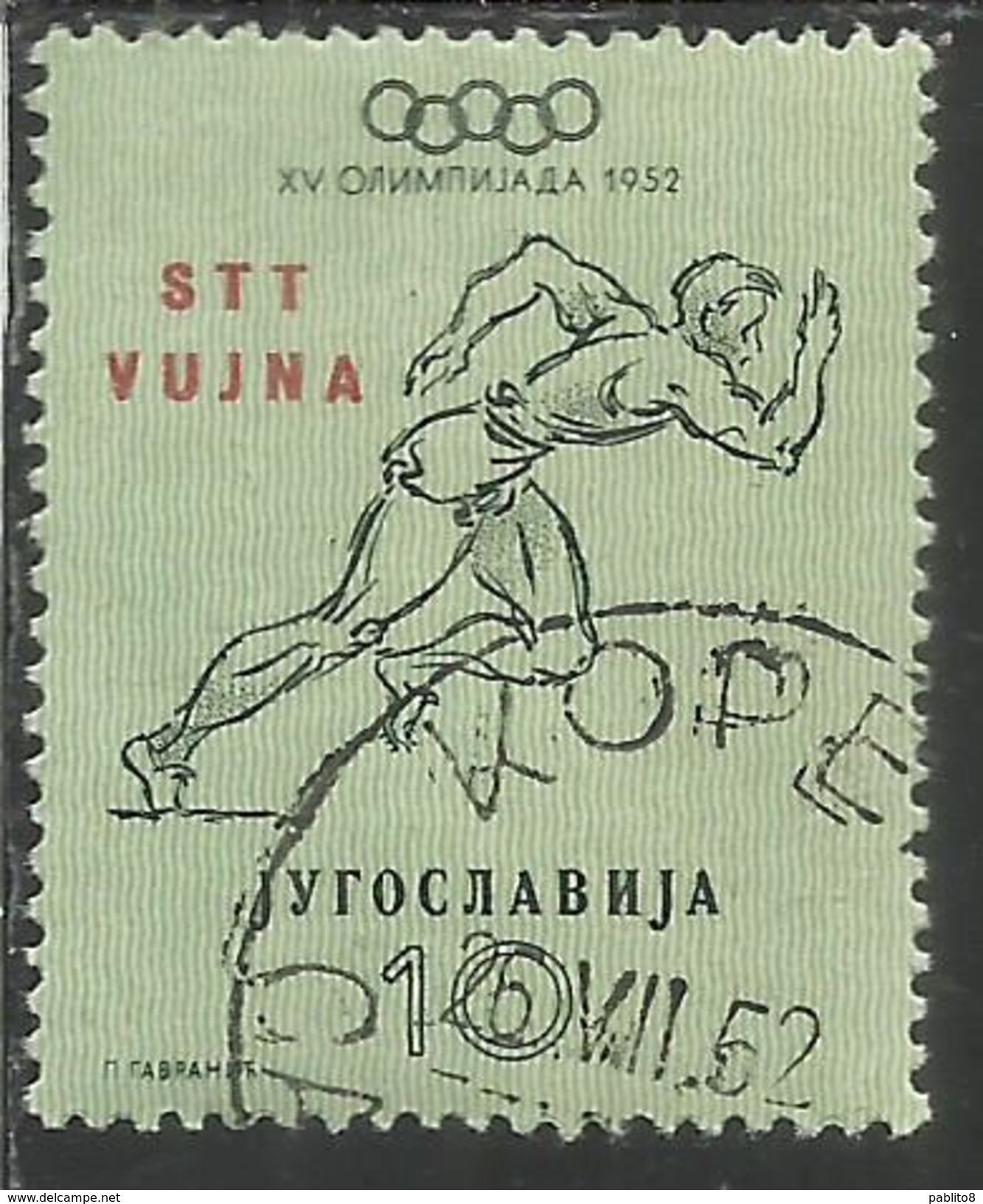 TRIESTE B 1952 OLYMPIC GAMES HELSINKI GIOCHI OLIMPICI OLIMPIADI OLIMPIADE 10 D USATO USED OBLITERE' - Used
