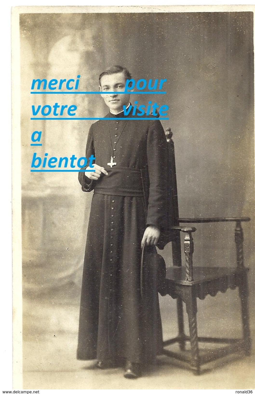 Cpp Portrait De L'Abbé Raymond BERTELLE 22 Ans Prise De Soutane Frère Et Soeur Eugène Amélie Cliché GUICHARD De MEAUX 77 - Genealogie