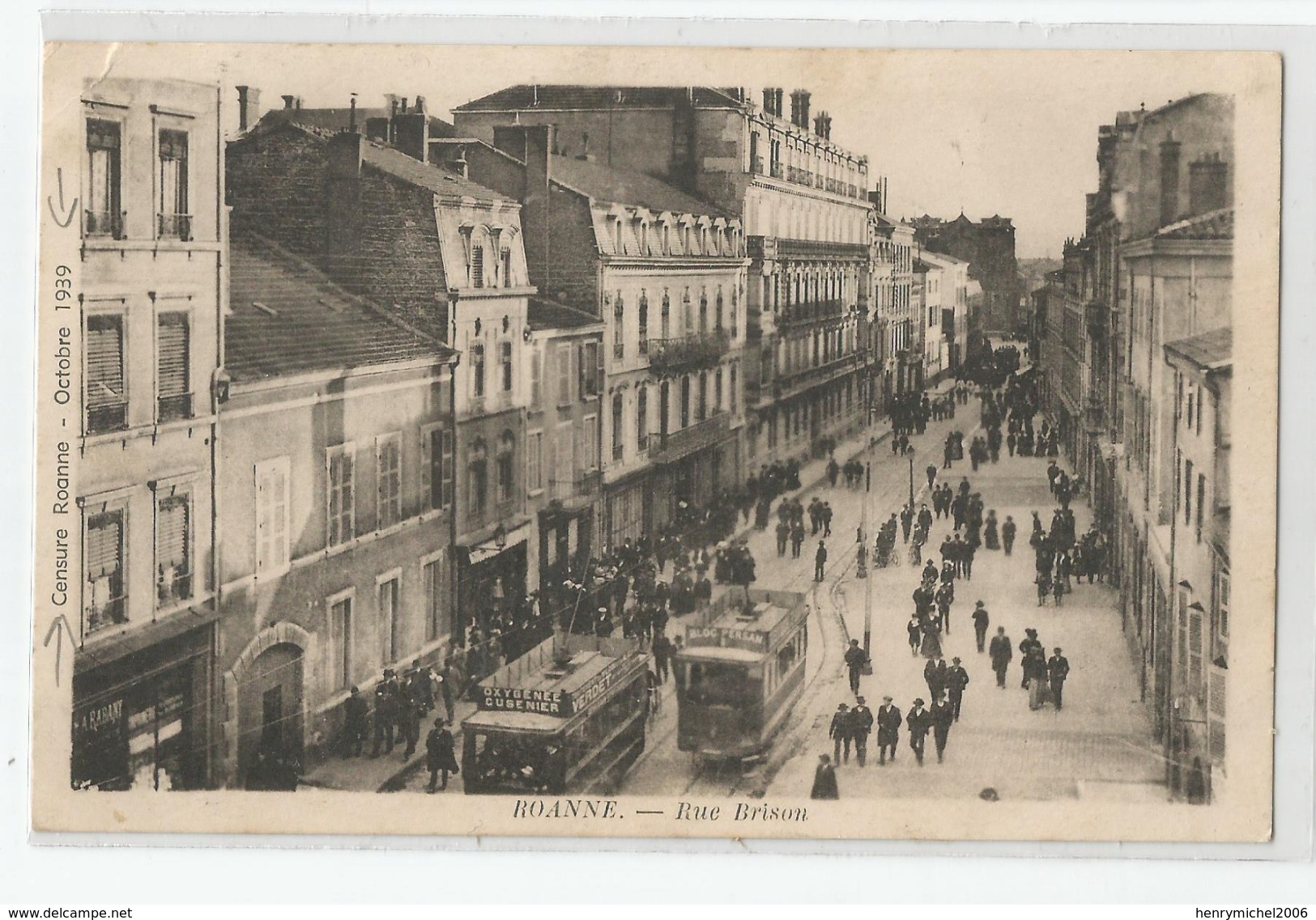 42 Loire - Roanne Tramways Rue Brison Ed Prieur Censure Octobre 1939 - écrite En 1942 - Roanne