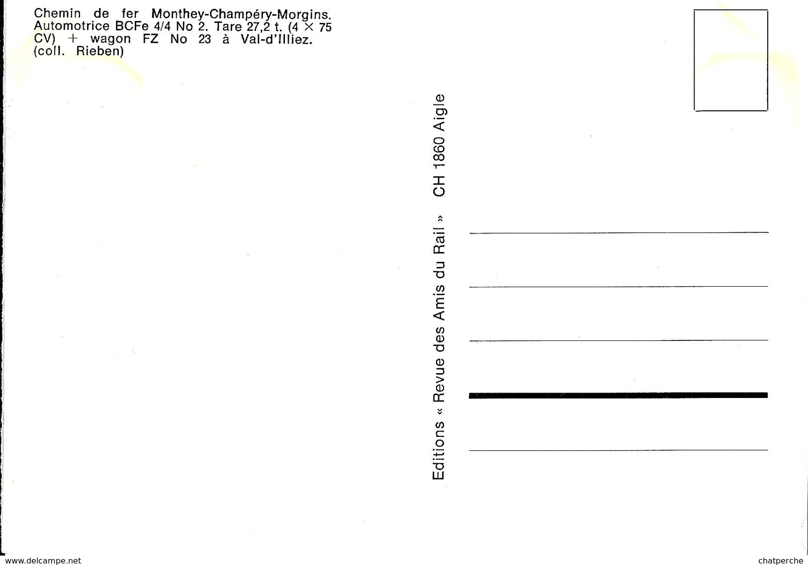 TRANSPORT TRAIN CHEMIN DE FER MONTHEY CHAMPERY  MORGINS AUTOMOTRICE BCFE . EDIT.  REVUE AMIS DU RAIL - Matériel