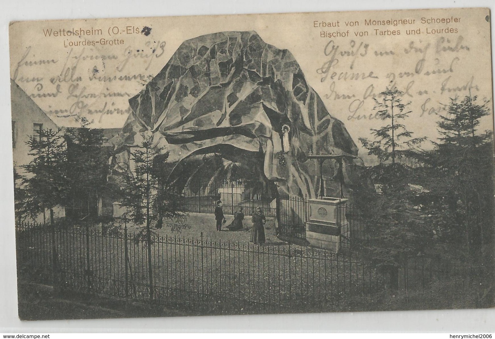 68 - Haut Rhin - Wettolsheim Lourdes Grotte Envoyée De Colmar 1913 - Other & Unclassified