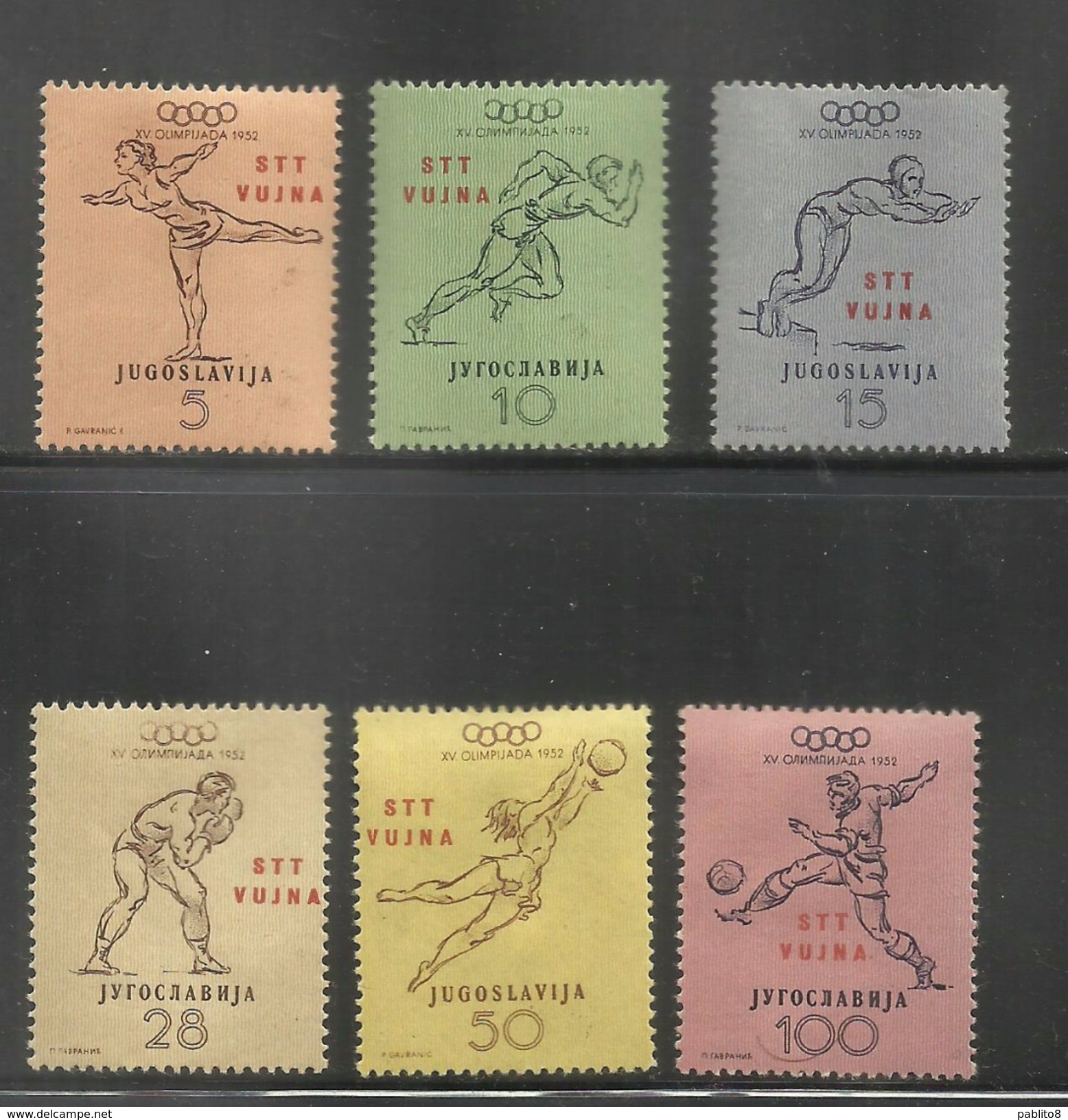 TRIESTE B 1952 OLYMPIC GAMES HELSINKI GIOCHI OLIMPICI OLIMPIADI OLIMPIADE COMPLETE SET SERIE COMPLETA MLH - Mint/hinged