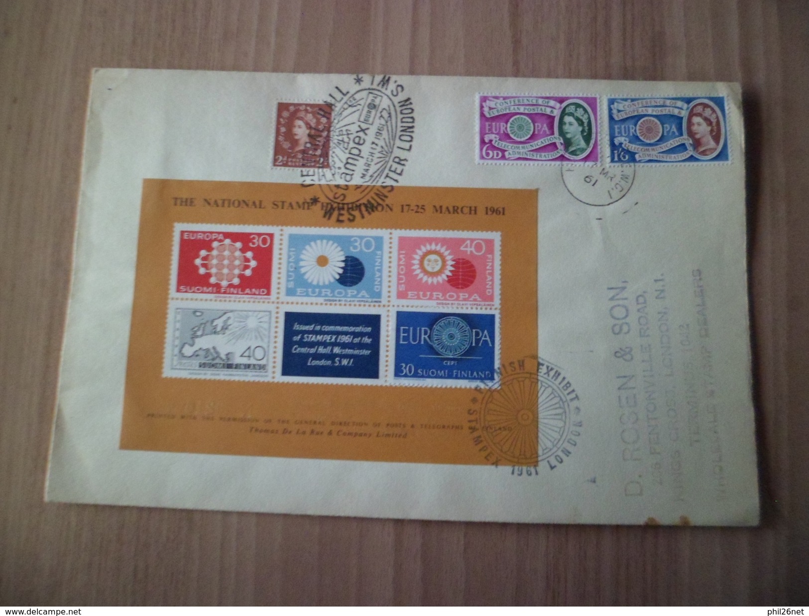 UK FDC Circulé Bloc Pro Europa Expo Stampex Le 17 Mars 1961 Avec Les N°265 Et Europa 1960 N°357 Et 358 + Cachets  + + TB - 1961