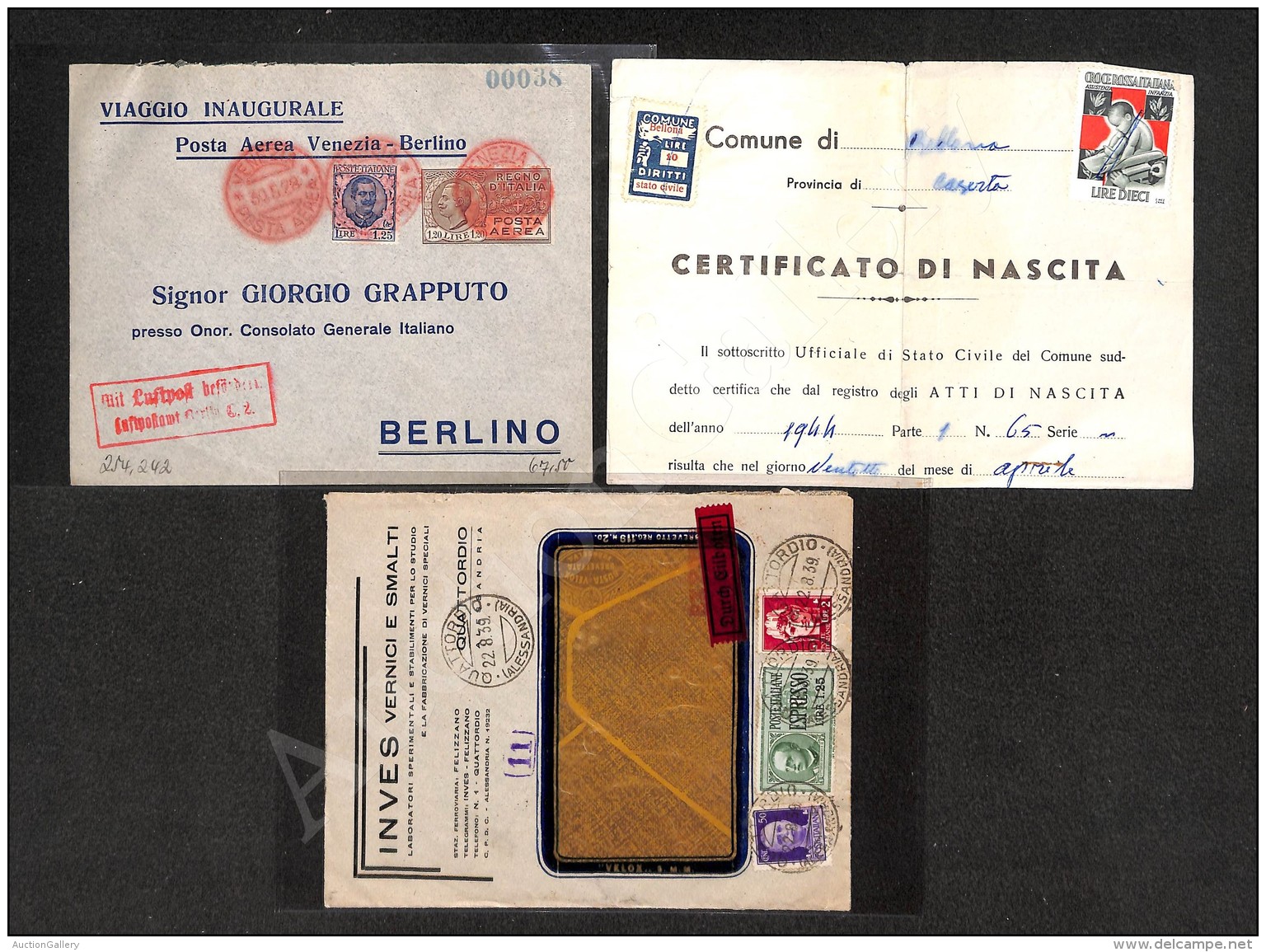 Regno - 1928/1944 - Tre Oggetti Postali Del Periodo - Da Esaminare - Other & Unclassified