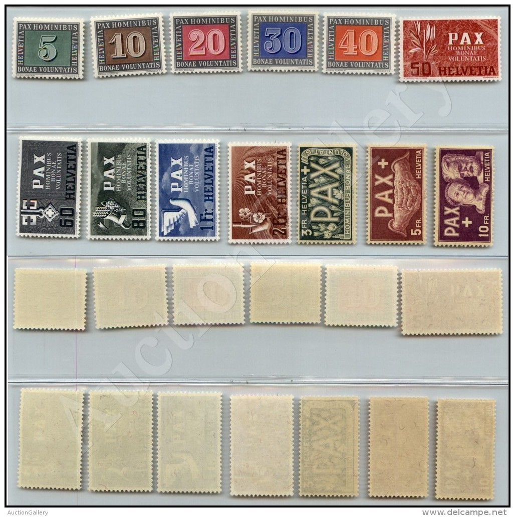Svizzera - 1945 - PAX (405/417) - Serie Completa - 13 Valori Nuovi Con Gomma Integra (450) - Other & Unclassified