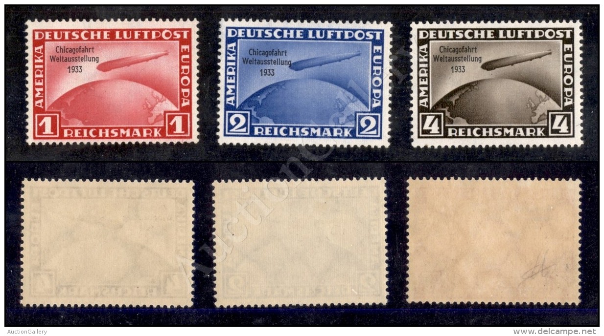Germania - 1933 - Zeppelin Chicago Fahrt (496/498 - Posta Aerea) - Serie Completa - 3 Valori Nuovi Con Gomma... - Other & Unclassified