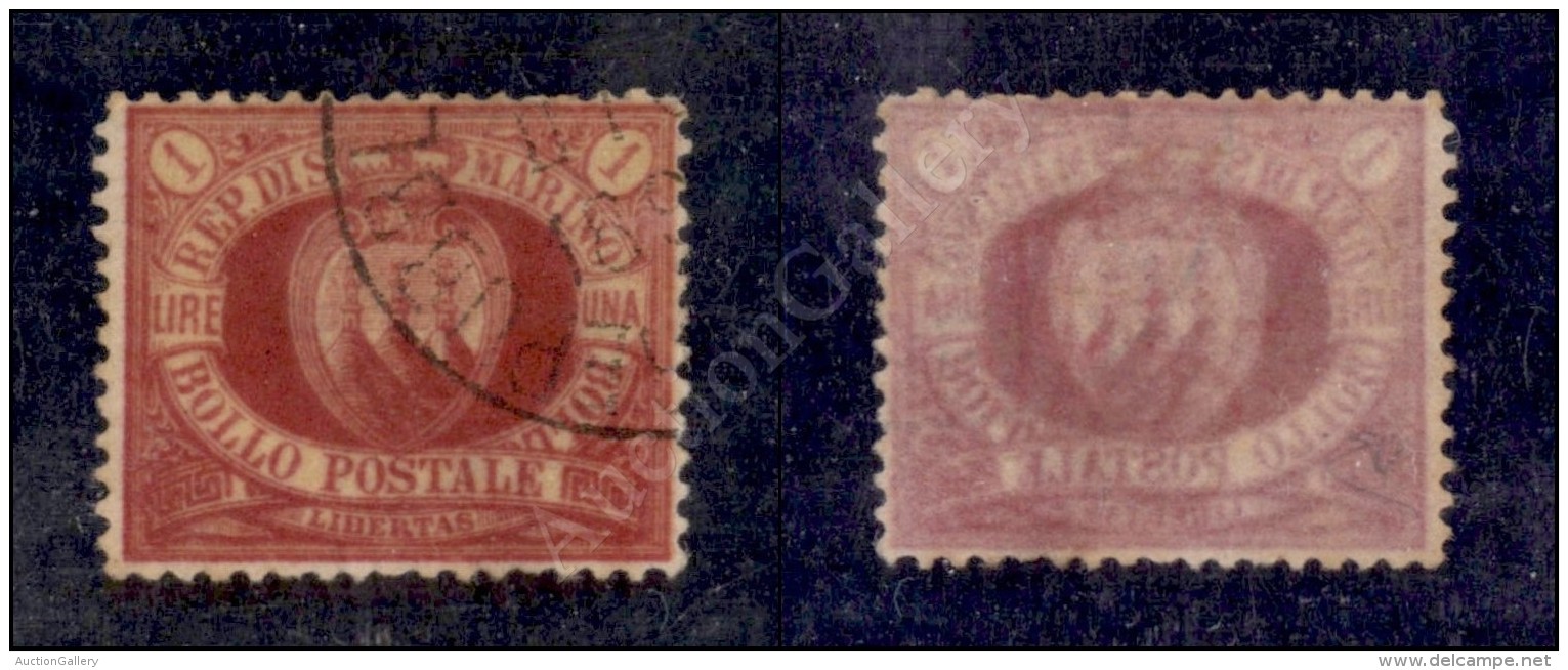 1892 - 1 Lira Carminio (20) Usato (1.250) - Sonstige & Ohne Zuordnung