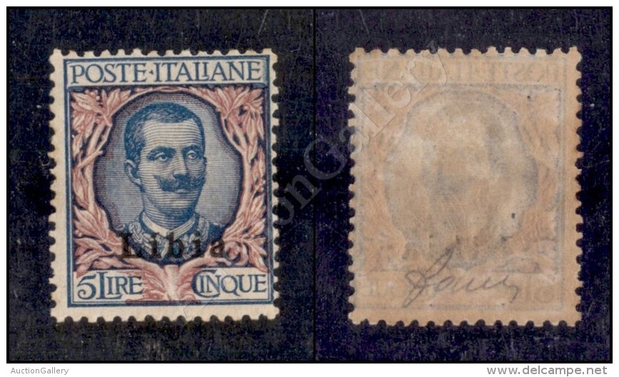 Libia - 1912 - 5 Lire Floreale (11) Nuovo Con Gomma Integra (1.500) - Other & Unclassified