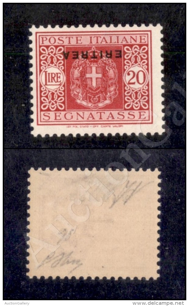 Eritrea - 1934 - 20 Lire Segnatasse (38a) Con Soprastampa Capovolta Nuovo Con Gomma Integra - Oliva + Diena (1.125) - Other & Unclassified