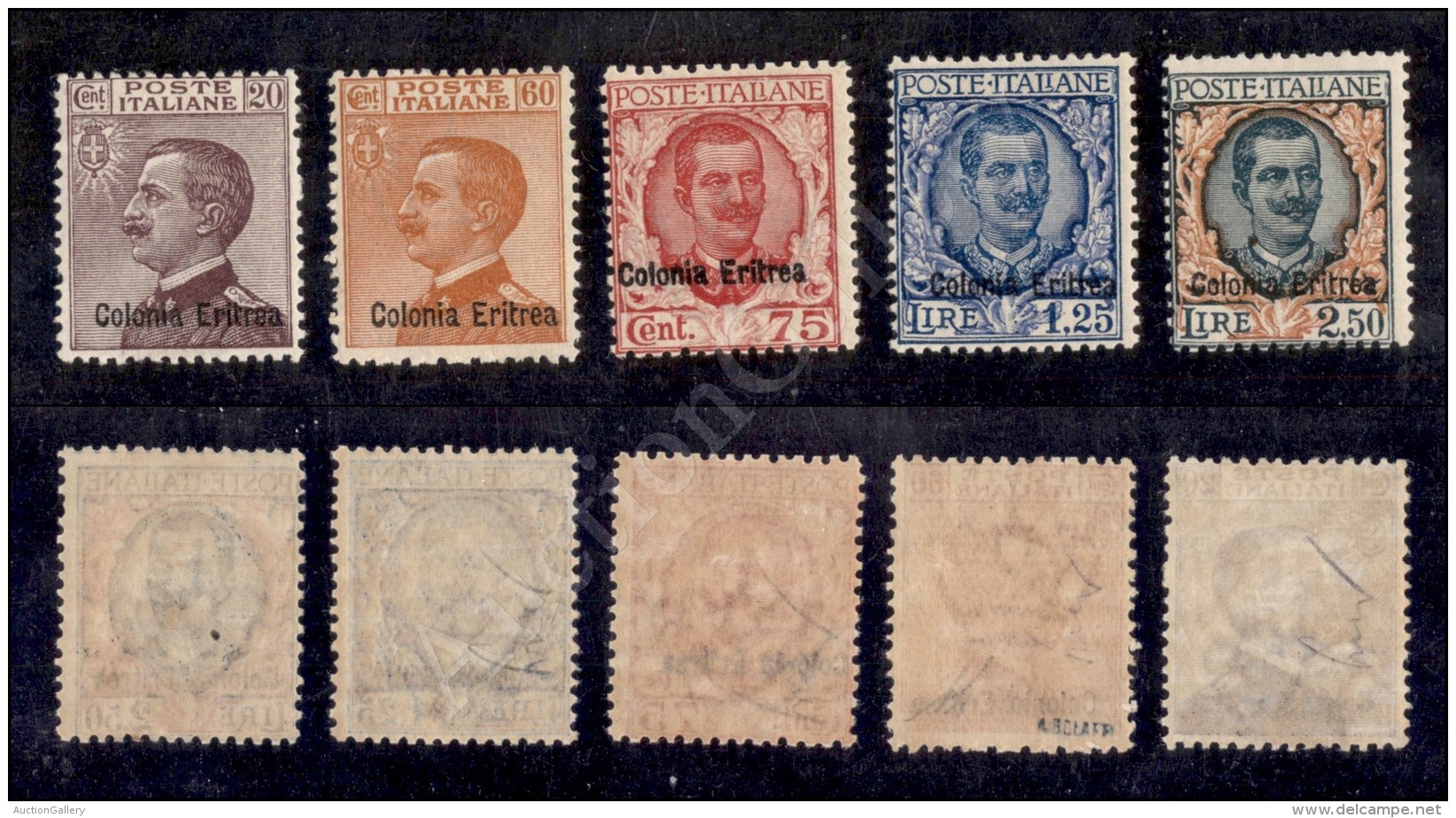 Eritrea - 1925/1929 - Soprastampati (123/127) - Serie Completa - 5 Valori Nuovi Con Gomma Integra (1.625) - Sonstige & Ohne Zuordnung