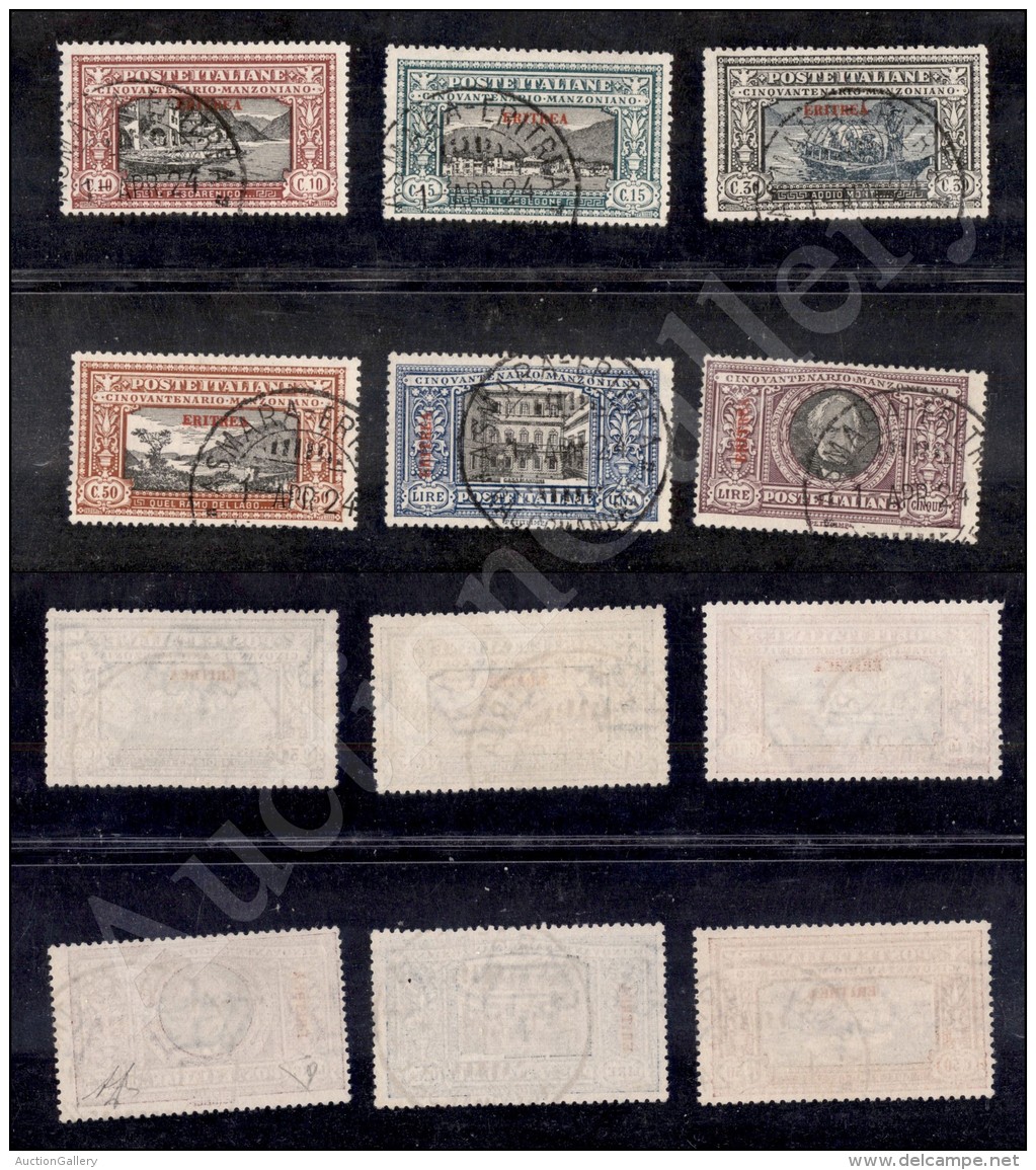 Eritrea - 1924 - Manzoni (71/76) - Serie Completa - 6 Valori Con Annulli Del Giorno D&rsquo;emissione (6.4.24) -... - Other & Unclassified